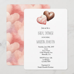 Invitación Romántico chocolate Strawberry Hearts Bridal Showe