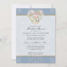 Invitación Romántico Corazón Lace Dusty Blue Pink Bridal Show