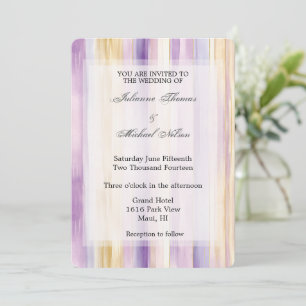 Invitación Romántico Crema Púrpura Iris Stripes Boda
