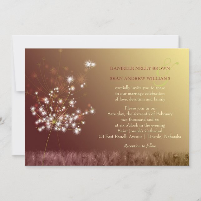 Invitación Romántico Dandelion Garden Wedding (Anverso)