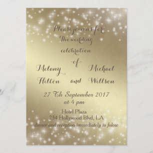 Invitación Romántico de moda chispas doradas boda
