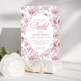 Invitación Romántico Dusty Rose Floral Toile Despedida de Sol