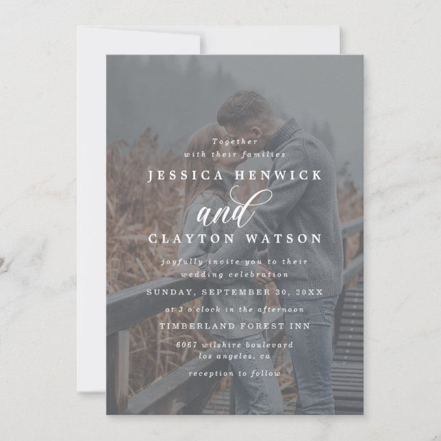 Invitación Romántico Elegante 4 Foto Boda Vellum Overlay (Anverso)