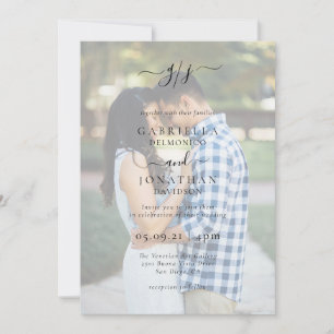 Invitación Romántico elegante Boda de dos monogramas fotográf
