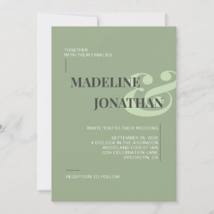 Invitación Romántico elegante Boda verde sabio