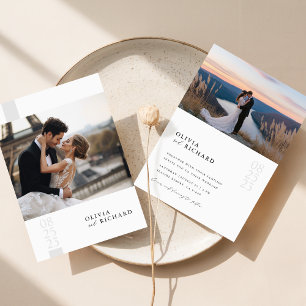 Invitación Romántico Elegante guión de boda de fotos invita