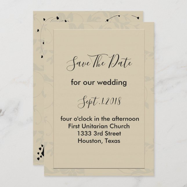 Invitación Romántico elegante moderno salva la fecha (Anverso / Reverso)