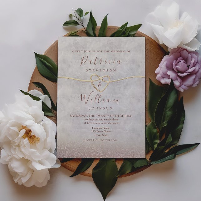 Invitación Romántico elegante Rosa Boda de oro (Subido por el creador)