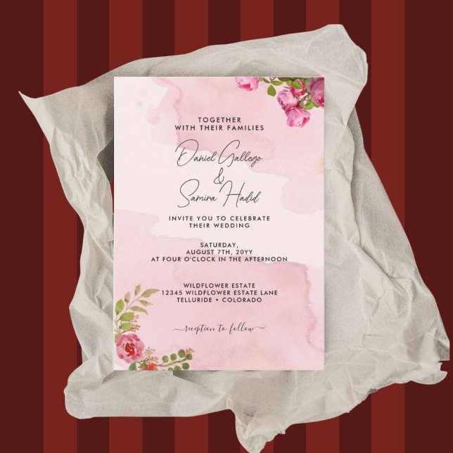 Invitación Romántico Elegante Rosa Floral Boda (Subido por el creador)