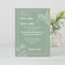 Romántico elegante sabio verde floral