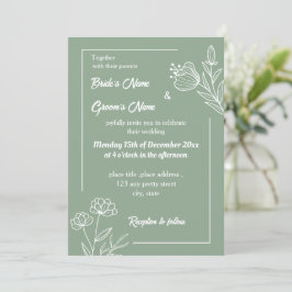 Invitación Romántico elegante sabio verde floral