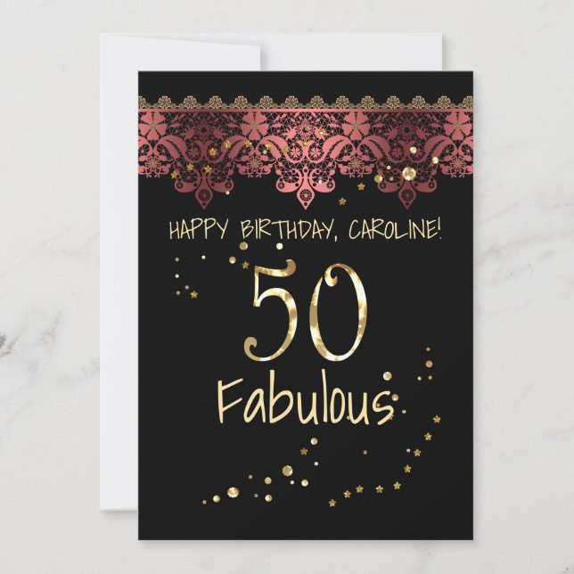 Invitación Romántico encaje romántico gradiente negro broncea (Anverso)