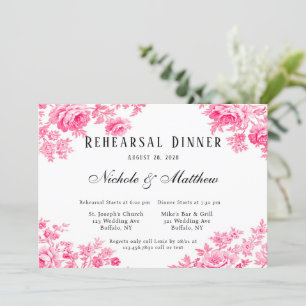 Invitación Romántico ensayo de flor de tela rosa Cena