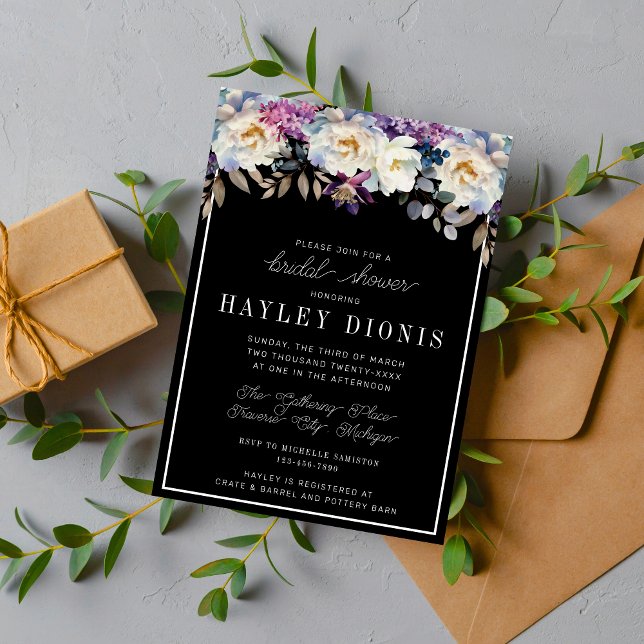 Invitación Romántico Floral Moody Flores Oscuras Ducha Bridal (Subido por el creador)