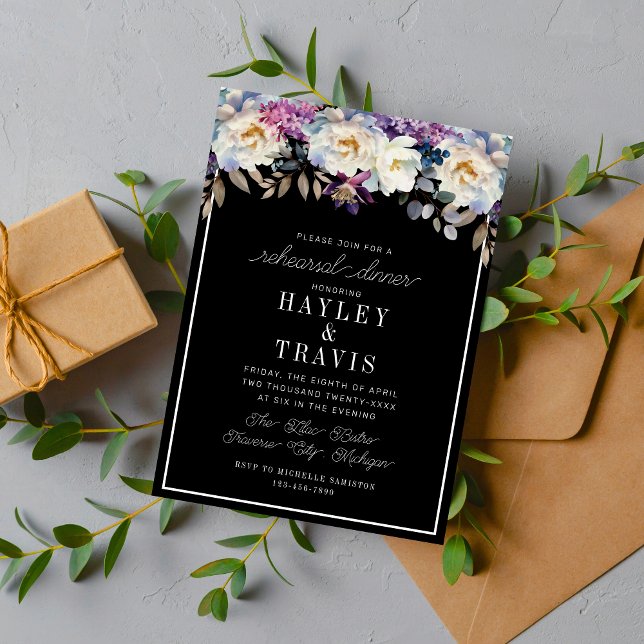Invitación Romántico Floral Moody Oscuro Ensayo de Flor Cena (Subido por el creador)