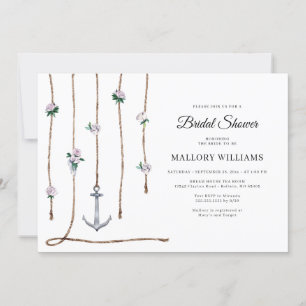 Invitación Romántico Floral Náutico Bridal Shower Invi