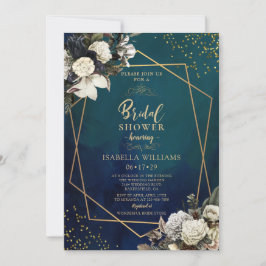 Invitación Romántico Floral Oro Wreath Brillante Ducha