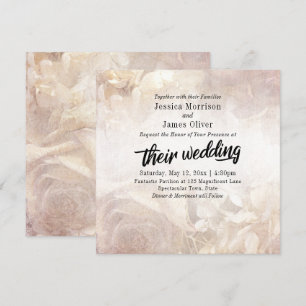 Invitación Romántico, Floral Vintage   Tipografía Negrita par
