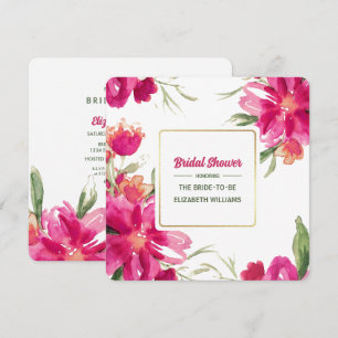 Invitación Romántico Fuchsia Floral Watercolor Británico