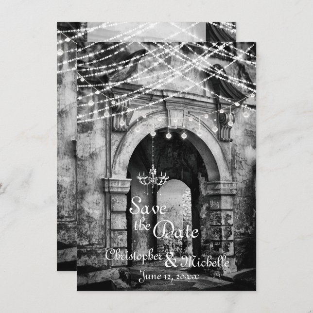 Invitación Romántico Gótico de las luces Bodas de Arco Salven (Anverso / Reverso)