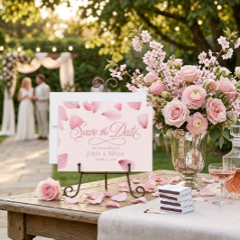Invitación Romántico guión de pétalos que caen rosa Ahorra la