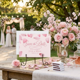 Invitación Romántico guión de pétalos que caen rosa Ahorra la