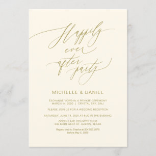 Invitación Romántico guión dorado, fuga de novios