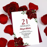 Invitación Romántico Invite de cumpleaños 21ª Rosa Roja Borgo<br><div class="desc">Romántico Borgoña Rojo Rosa 21ª Invitación de cumpleaños Ver colección coincidente en tienda</div>