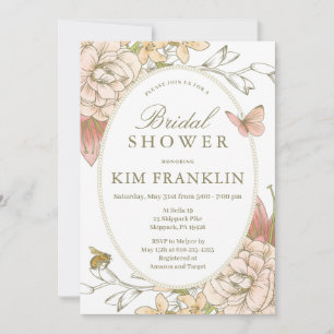 Invitación Romántico Jardín de Bridas Florales o Baby Shower