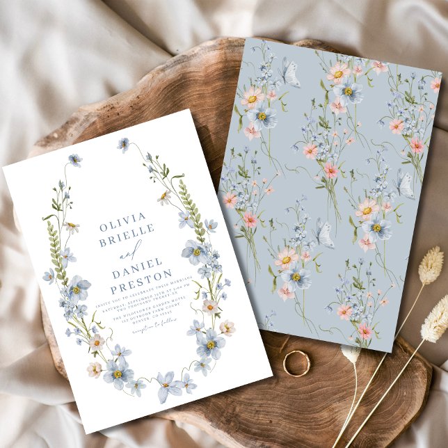 Invitación Romántico Jardín Dusty Blue Vintage Wedding (Subido por el creador)