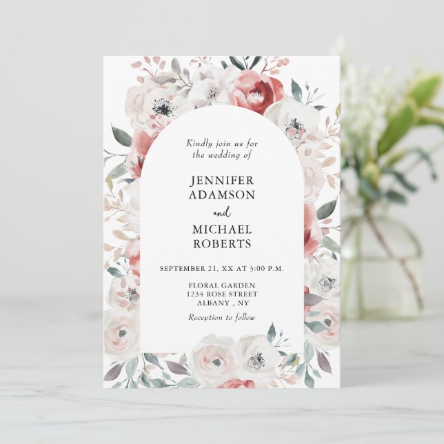 Invitación Romántico Jardín Floral Elegante Boda (Anverso de pie)