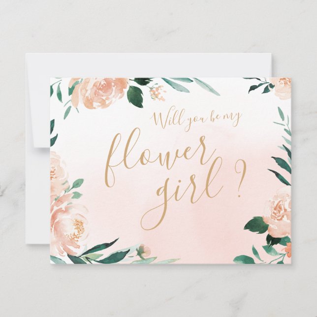 Invitación Romántico jardín floral ¿Serás mi chica de flores? (Anverso)