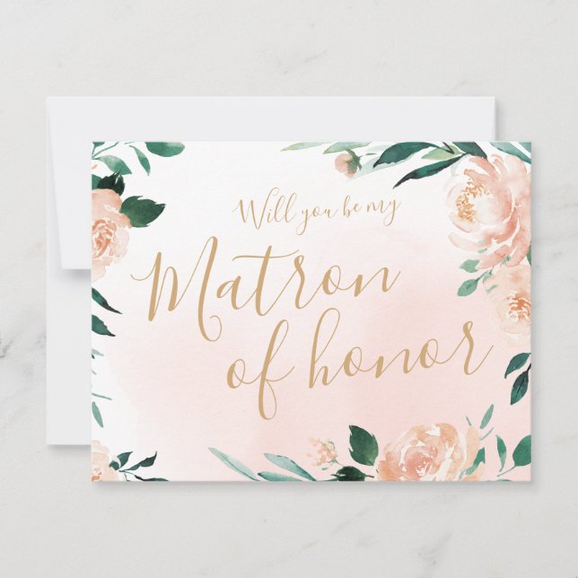 Invitación Romántico jardín ¿Serás mi matrona de honor? (Anverso)