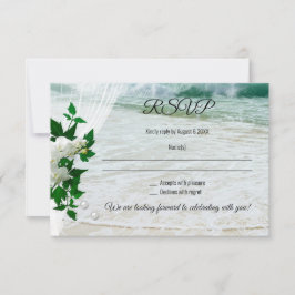Invitación Romántico Lace Pearls Orchid Beach Wedding RSVP