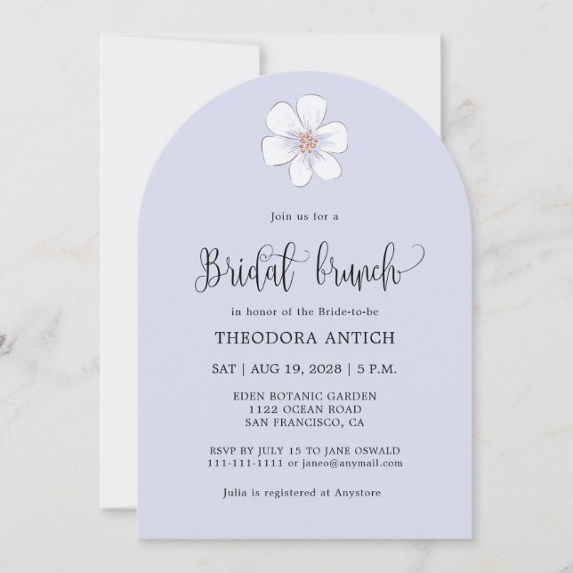 Invitación Romántico Lilac Floral Bridal Brunch (Anverso)