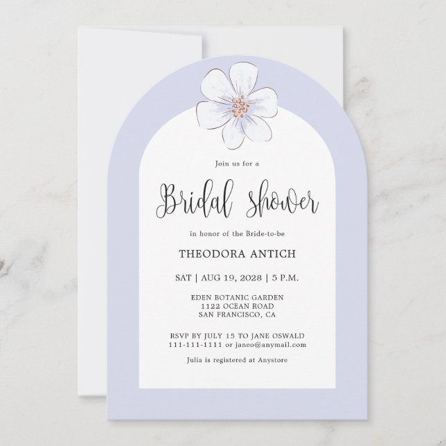 Invitación Romántico Lilac Floral Bridal Shower (Anverso)