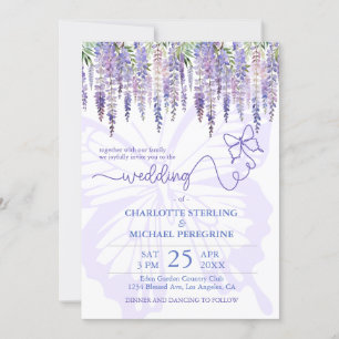 Invitación Romántico Lilac Wisteria Fairytale Boda Jardín