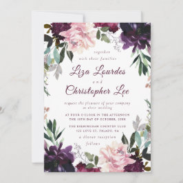 Invitación Romántico Marsala Burgundy Boda Floral