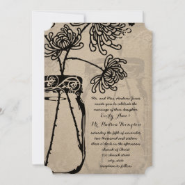 Invitación Romántico Mason Jar Shadows Damask Wedding