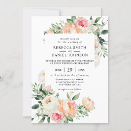 Invitación Romántico matrimonio de campo floral de Rubor Pink