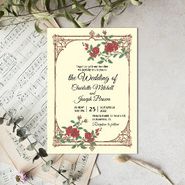 Invitación Romántico medieval con Boda de marco de madera