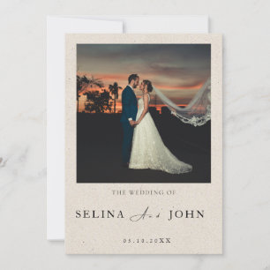 Invitación Romántico Minimalista Boda con Texto y Foto en Cre