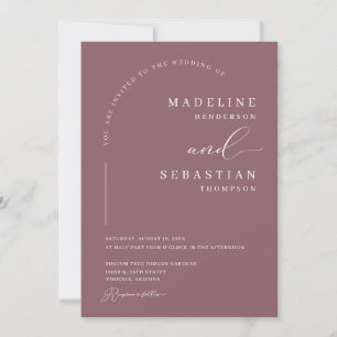 Invitación Romántico Moderno Arco Foto Boda Polvo Púrpura