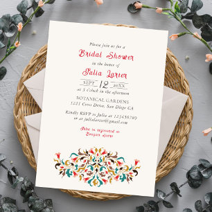 Invitación Romántico Moderno Elegante Corona Floral Baño Nupc