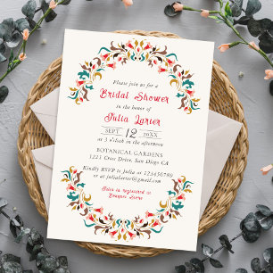 Invitación Romántico Moderno Elegante Corona Floral Shower Nu