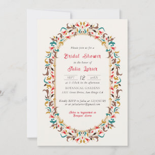 Invitación Romántico Moderno Elegante Corona Floral Shower Nu