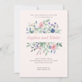 Invitación Romántico moderno Flores silvestres Boda rosa páli