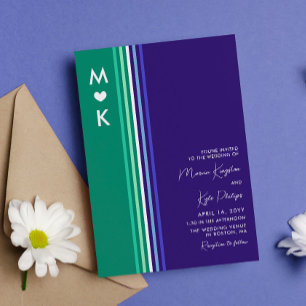 Invitación Romántico Monograma Bandera Gay Bandas Boda