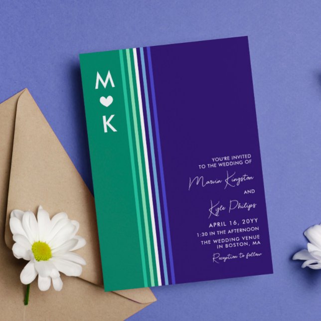 Invitación Romántico Monograma Bandera Gay Bandas Boda (Subido por el creador)
