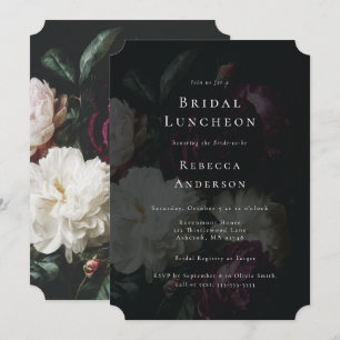 Invitación Romántico Moody Black Gothic Florals Bridal Shower